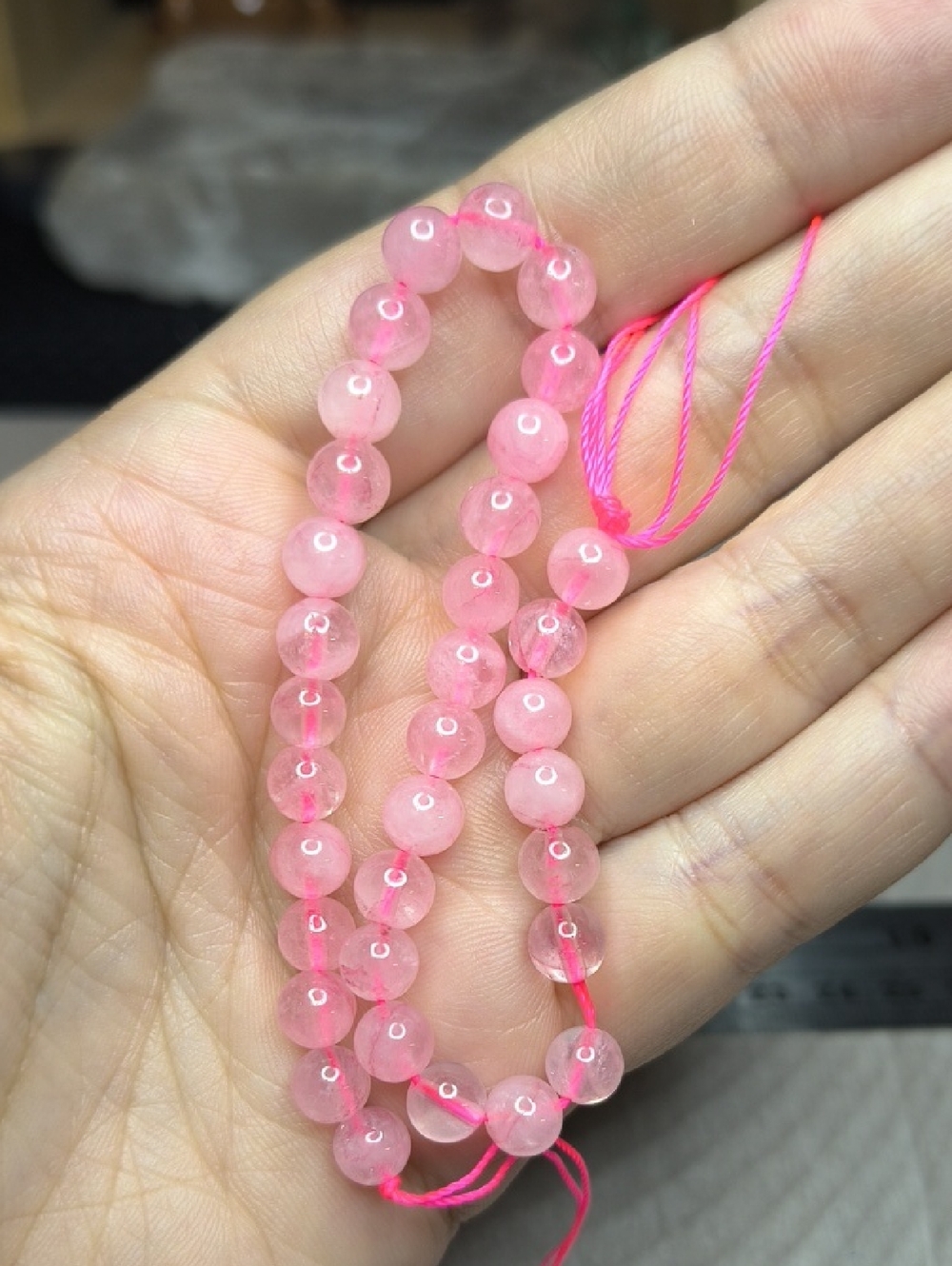 #15- 6mm Enhanced Rose Quartz With Golden Healer Round Beads - 8" Strand